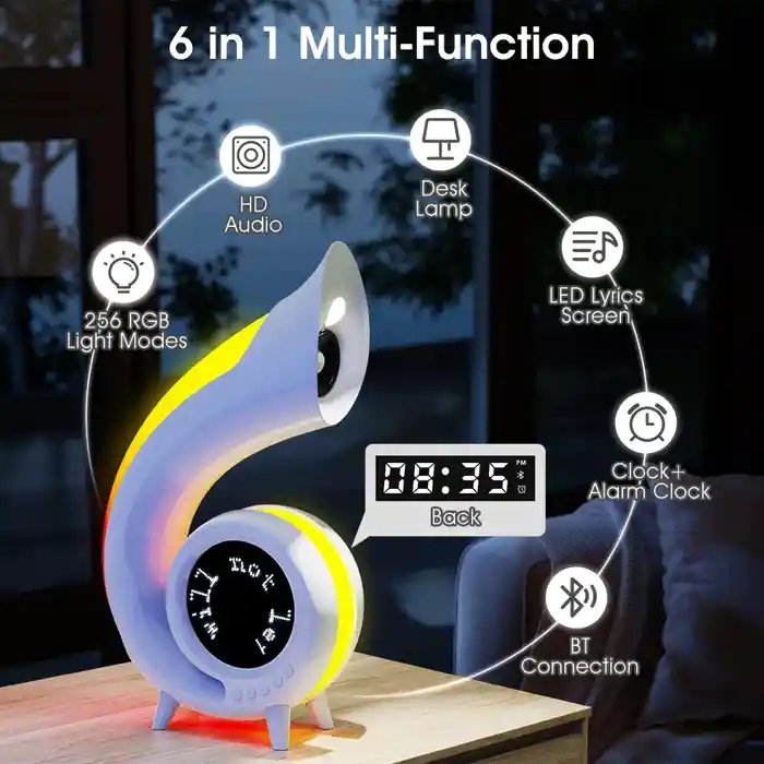 XM-G69 Design Functional Speakers Wireless Bluetooth Alarm Clock Speaker With Lamp LED Light